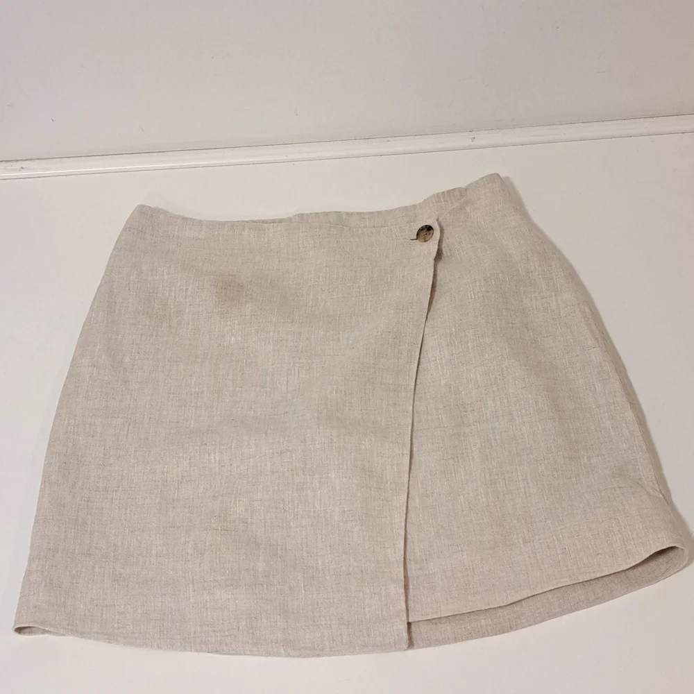 Banana Republic Linen Wrap Cream Mini Skirt Misses Size 4 - Picture 9 of 13